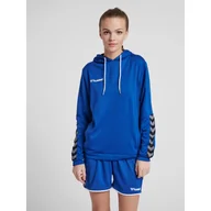 Bluzy sportowe damskie - Hummel bluza damska sportowa hml Authentic Poly Hoodie Woman niebieska - miniaturka - grafika 1