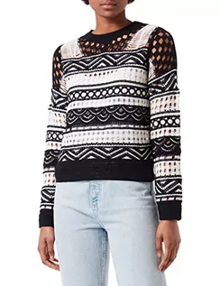 Swetry damskie - Desigual Sweter damski JERS_Stripes, czarny, M - grafika 1