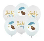 Baby shower i roczek - Balony nadruk 30 cm Baby boy, niebieski - 6 sztuk - miniaturka - grafika 1