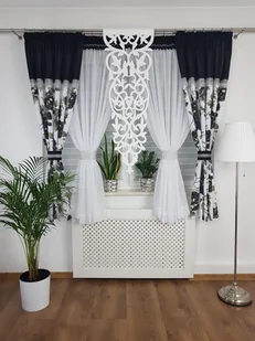Modny zestaw zasłon, firan oraz panelu ażurowego- czarny - Firany - miniaturka - grafika 1