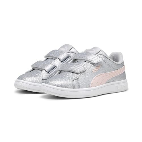 PUMA Damskie trampki Smash 3,0 L Glitter Velcro V Ps, Lodowaty szary mroźny różowy, 1 UK Child