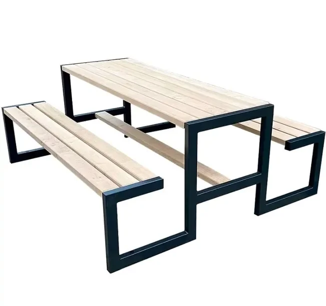 Zestaw mebli drewnianych ławki zintegrowane ze stołem komplet piwny piknik