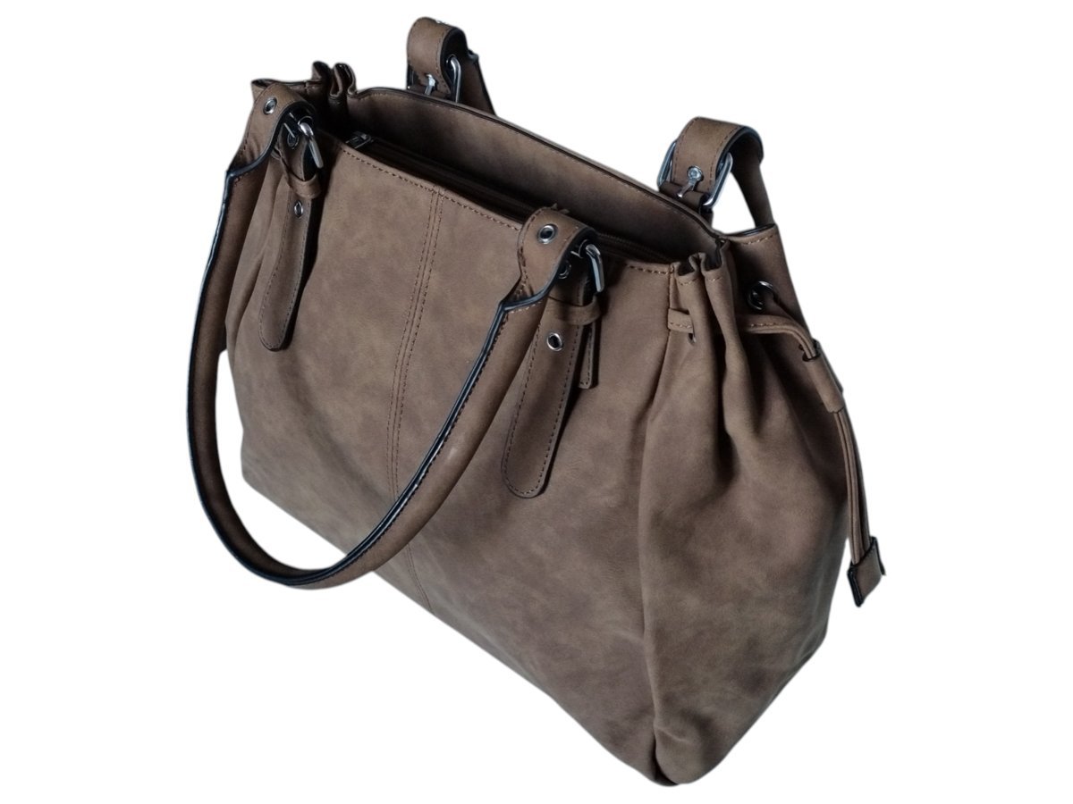 Duża Shopper, Torebka Damska Na Ramię, Praktyczna Modna Torba, Szaro-Beżowy