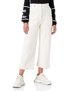 Spodnie damskie - Love Moschino Damskie spodnie Regular Fit Personalized Withlogo Rubber Label Casual Pants, Cream, 40 - grafika 1