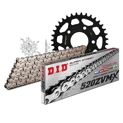 Zestaw łańcuchów DID stal 520ZVM-X / 110 nitowy zamek do Honda NSR R 125 ccm rok prod. 1998
