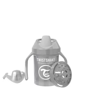 Twistshake, Kubek Niekapek z uchwytami 230 ml - Perłowy Szary - Kubki dla dzieci - miniaturka - grafika 1