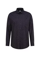 Koszule męskie - Seidensticker Męska koszula biznesowa - niewymagająca prasowania koszula z prostym krojem - Regular Fit - długi rękaw - kołnierz Kent - 100% bawełna, granatowy, 43 - miniaturka - grafika 1