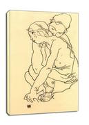 Obrazy i zdjęcia na płótnie - Woman and Girl Embracing, Egon Schiele - obraz na płótnie Wymiar do wyboru: 60x80 cm - miniaturka - grafika 1
