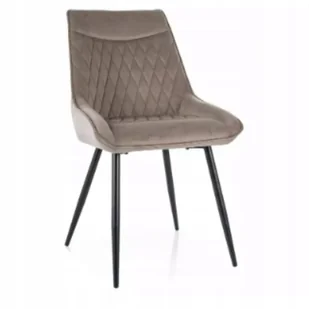 Krzesło Agat Velvet Ciemny Beżowy/ Czarny Mat Bluvel 40 Loft Salon - Krzesła - miniaturka - grafika 1