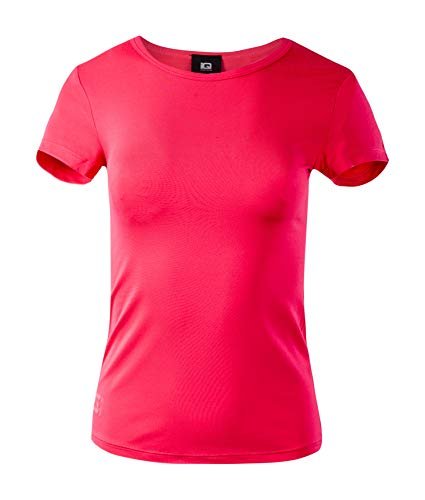 Intelligence Quality Damska koszulka funkcyjna z krótkim rękawem | koszulka sportowa | koszulka kompresyjna | koszulka do biegania, MILKY WMNS, M-XXL czerwony Raspberry Red M