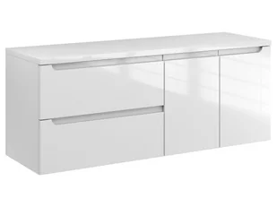 Szafka Wisząca Z Blatem ETH 120 cm SD Lewa - Biały Wysoki Połysk - Szafki łazienkowe - miniaturka - grafika 1