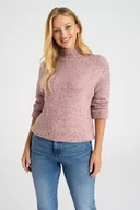 Swetry damskie - Jasnoróżowy sweter z półgolfem - Greenpoint - miniaturka - grafika 1