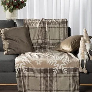 Koc świąteczny HOLLY 150 x 200 cm beżowy - Koce - miniaturka - grafika 1