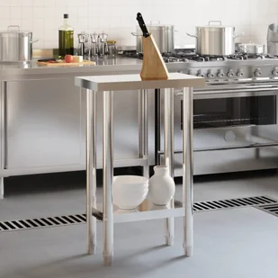 Kuchenny stół roboczy, 55x30x85 cm, stal nierdzewna Lumarko! - Wózki na żywność - miniaturka - grafika 4