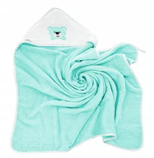 Bocioland Okrycie Kąpielowe Ręcznik Z Kapturkiem 80X80Cm Miś Aqua 2238 - Okrycia kąpielowe dla dzieci - miniaturka - grafika 1