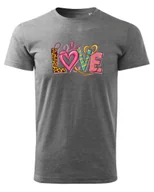 Koszulki i topy damskie - Koszulka na Walentynki Kolorowa Miłość Ciemnoszary M - miniaturka - grafika 1
