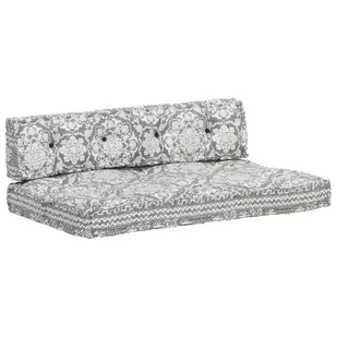 vidaXL Sofa z poduszek na paletę, tkanina, jasnoszary patchwork vidaXL - Poduszki na krzesła - miniaturka - grafika 1