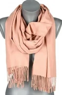 Apaszki i szaliki damskie - Szalik damski JEDNOKOLOROWY z frędzlami RE-19-38 różowy - miniaturka - grafika 1