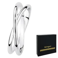 Bransoletki - Pierścionek damski srebrny PODWÓJNY gładki krzyżow - miniaturka - grafika 1