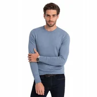Swetry męskie - Klasyczny sweter męski z okrągłym dekoltem j.niebieski V10 OM-SWBS-0106 S - miniaturka - grafika 1