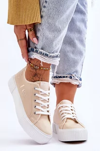 Wygodne Trampki Na Platformie Lee Cooper LCW-23-31-1808L Beżowe-39 - Trampki damskie - miniaturka - grafika 1