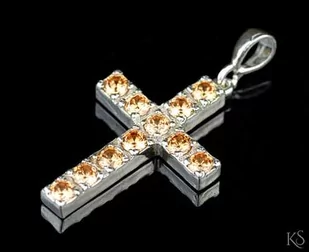 Krzyżyk z 11-ma cyrkoniami 3mm - szampan - Biżuteria religijna - miniaturka - grafika 1