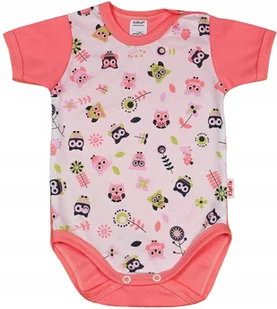 Body KRÓTKI rękaw 100% Bawełna SOWY RÓŻ r 98 KLEKLE - Body dla niemowląt - miniaturka - grafika 1