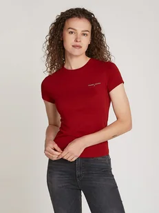 TOMMY JEANS Koszulka w kolorze bordowym - Koszulki i topy damskie - miniaturka - grafika 1