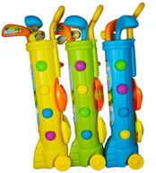 Zabawki i gry sportowe - zabawka GOLF zestaw do GRY w GOLFA WÓZEK na KÓLKACH kije dołki flagi piłki - miniaturka - grafika 1