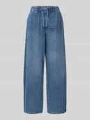 Spodnie damskie - Jeansy z szeroką nogawką z mieszanki bawełny i wiskozy model ‘VALERIA’ - miniaturka - grafika 1