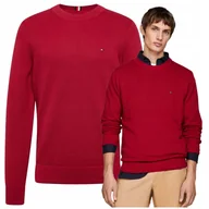 Swetry męskie - Tommy Hilfiger Czerwony Sweter Męski Premium Elegancki Bawełna Ładny r.XL - miniaturka - grafika 1