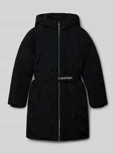 Kurtka o kroju regular fit z wyhaftowanym logo model ‘Belted’ - Kurtki i płaszcze dla dziewczynek - miniaturka - grafika 1