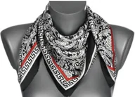 Apaszki i szaliki damskie - Chusta damska apaszka SATYNOWA gawroszka GB-59 białe kwiaty - miniaturka - grafika 1