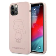 Etui i futerały do telefonów - Karl Lagerfeld KLHCP12MSILTTPI iPhone 12/12 Pro 6,1" Silicone Ikonik Outline różowy/pink KF000557 - miniaturka - grafika 1