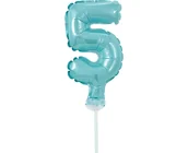 Balony i akcesoria - GO Balon foliowy cyfra 5 błękitna - 13 cm BC-5BL5 - miniaturka - grafika 1