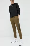 Spodnie męskie - HUGO spodnie dresowe bawełniane 50473211 męskie kolor zielony z nadrukiem - Hugo - miniaturka - grafika 1