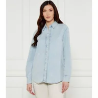 Koszule damskie - Calvin Klein Jeansowa koszula Regular Fit z dodatkiem lnu - miniaturka - grafika 1