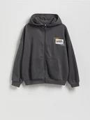 Bluzy dla chłopców - Reserved - Bawełniana bluza z kapturem - ciemnoszary - miniaturka - grafika 1