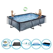 Baseny ogrodowe - EXIT Basen Stone Grey - Basen stelażowy 300x200x65 cm - Zestaw basenowy - miniaturka - grafika 1