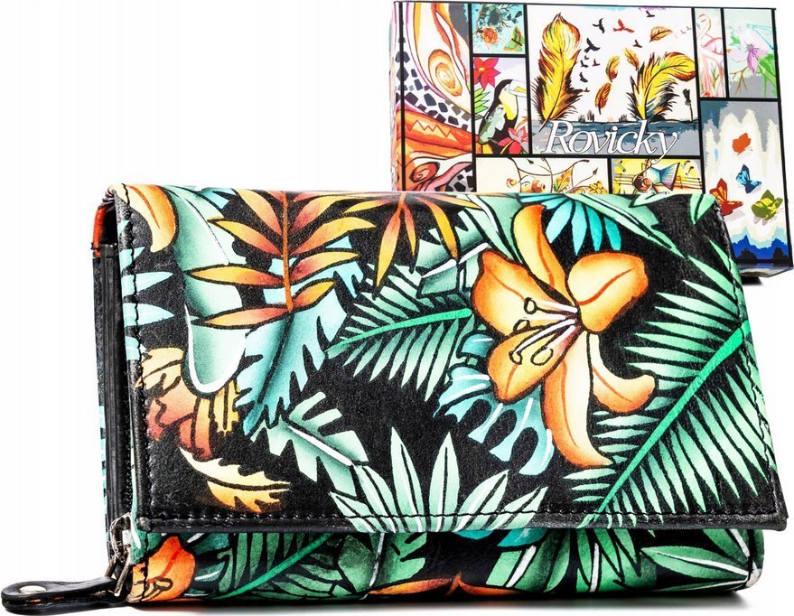 Rovicky Pojemny, skórzany portfel damski na zatrzask - Rovicky NoSize
