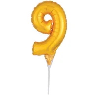 Balony i akcesoria - Amscan Balon foliowy "Cyfra 9 - Micro", 6", złoty 37357 - miniaturka - grafika 1