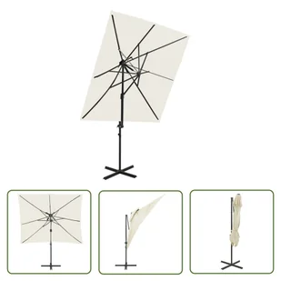 The Living Store Parasol wiszący z podwójną czaszą - 250x250 cm - piaskowy - Parasol Wiszący - Parasole ogrodowe - miniaturka - grafika 1