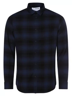 Koszule męskie - Selected - Koszula męska  SLHSlimowen, niebieski|czarny - grafika 1