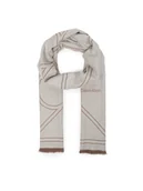 Apaszki i szaliki damskie - Calvin Klein Szal Emblem Repeat Lw Shawl W Fringes LV04F8074G Biały - miniaturka - grafika 1