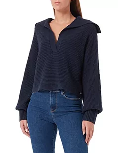 TOM TAILOR Denim Damski Sweter z dzianiny z kołnierzem 1033052, 10668 - Sky Captain Blue, L - Swetry damskie - miniaturka - grafika 1