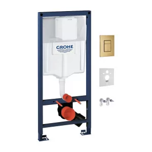 GROHE RAPIDSET GLB RAPID podtynkowy zestaw WC 4w1, przycisk: ZŁOTY SZCZOTKOWANY - Stelaże i zestawy podtynkowe do WC - miniaturka - grafika 1