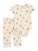 Body dla niemowląt - carter's 2-częściowy zestaw w kolorze kremowym - miniaturka - grafika 1