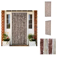 Zasłony - vidaXL Zasłona przeciw owadom beżowo-jasnobrązowa 90x200 cm szenilowa - moskitiera - miniaturka - grafika 1