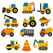 Dekoratorstwo - Maszyny budowlane - filcowy zestaw do szycia DIY - 12 elementów - miniaturka - grafika 1