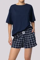 Piżamy damskie - Granatowa Piżama z szortami JOYIN - Tono - miniaturka - grafika 1